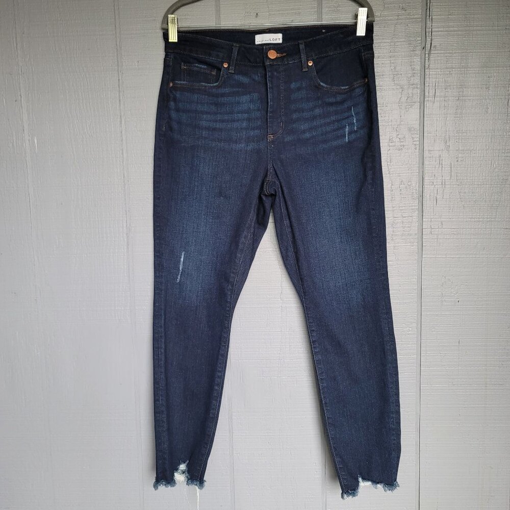 LOFT Curvy Skinny High-Rise Raw-Hem Denim Jeans. Size‎ 30/10